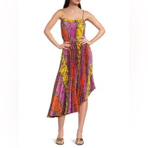 Milly Irene Pleated Asymmetrical Dress